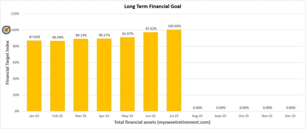 Long Term Financial Goal Progress for July 2025